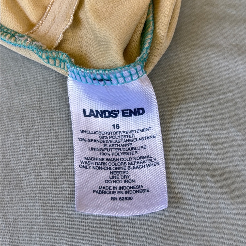Lands' End Turquoise One-Shoulder Girls Swimsuit with Neon Dot Print - Picture 3 of 4